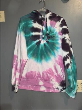 ivory ella Tie-Dye Hoodie in Teal, Purple, Black & White